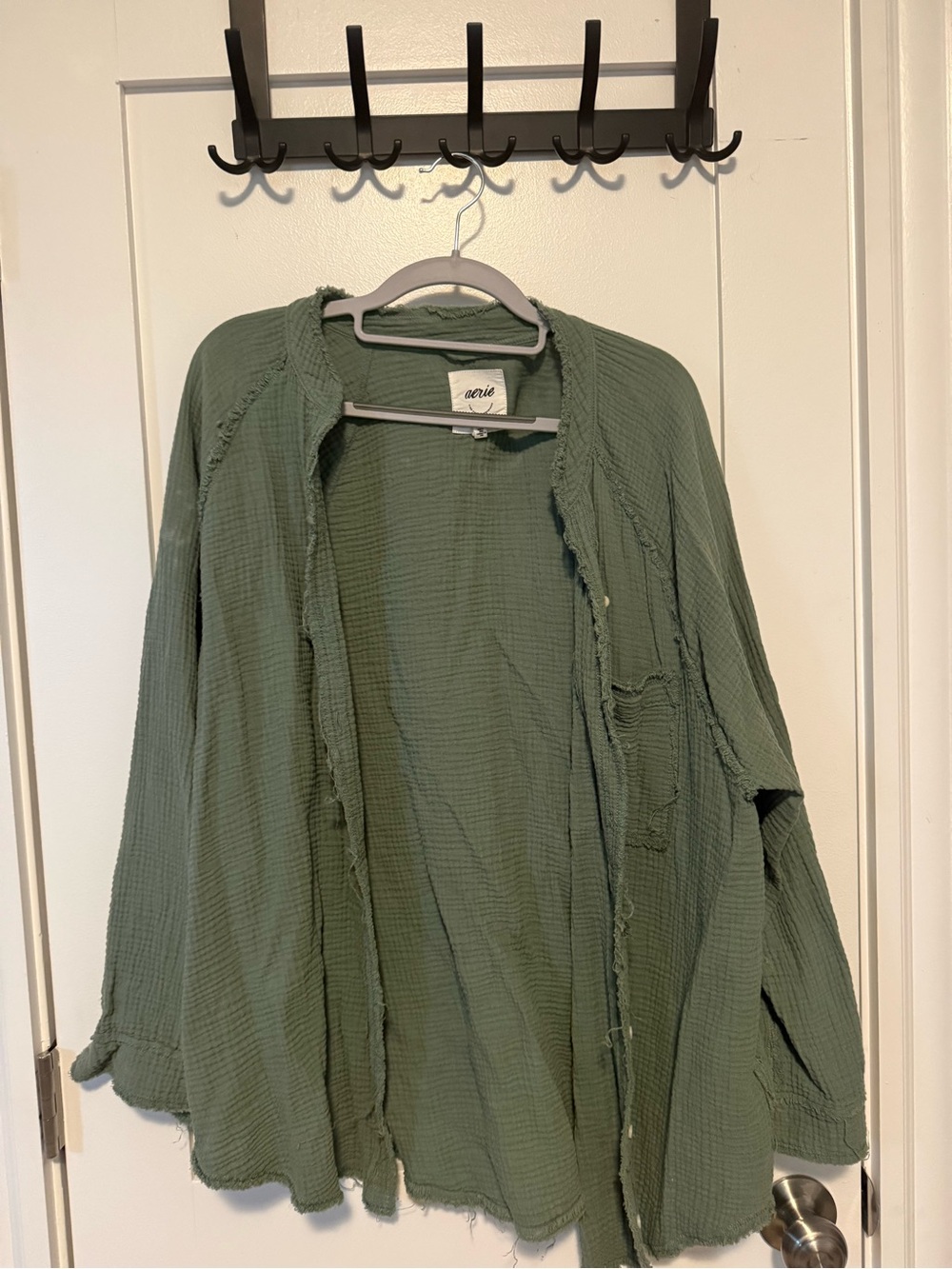 aerie Olive Green Lightweight button up oversized
